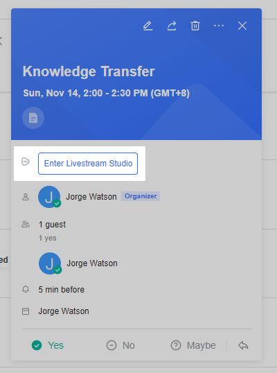 Allow the audience to join the livestream studio through the event card