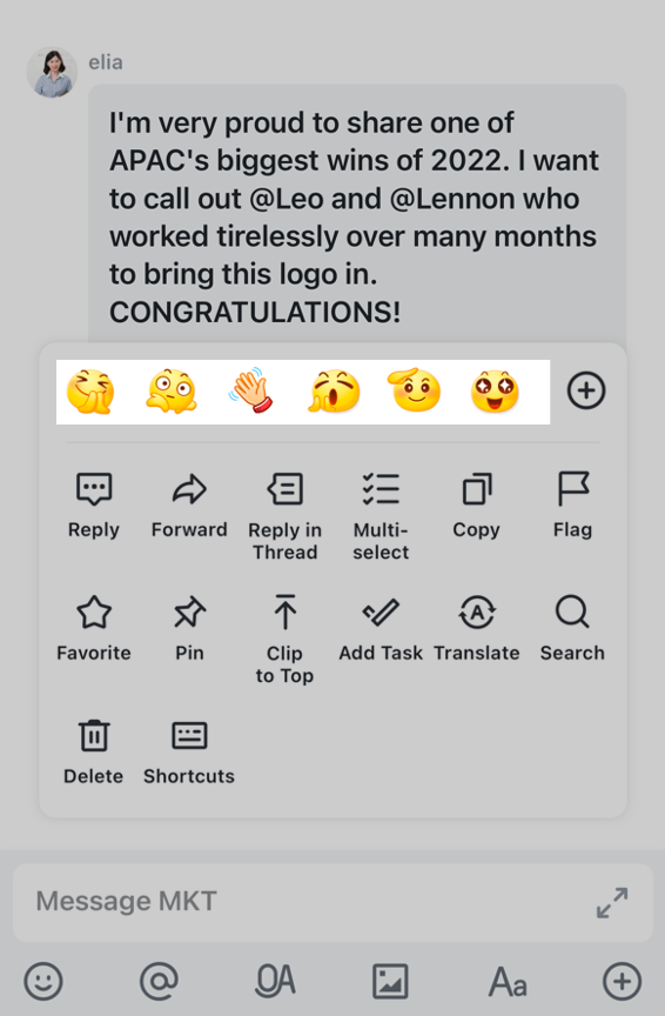 React to messages using emojis