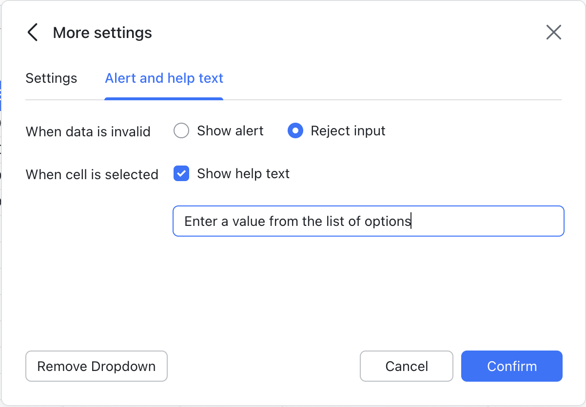 Use drop-down list in Sheets