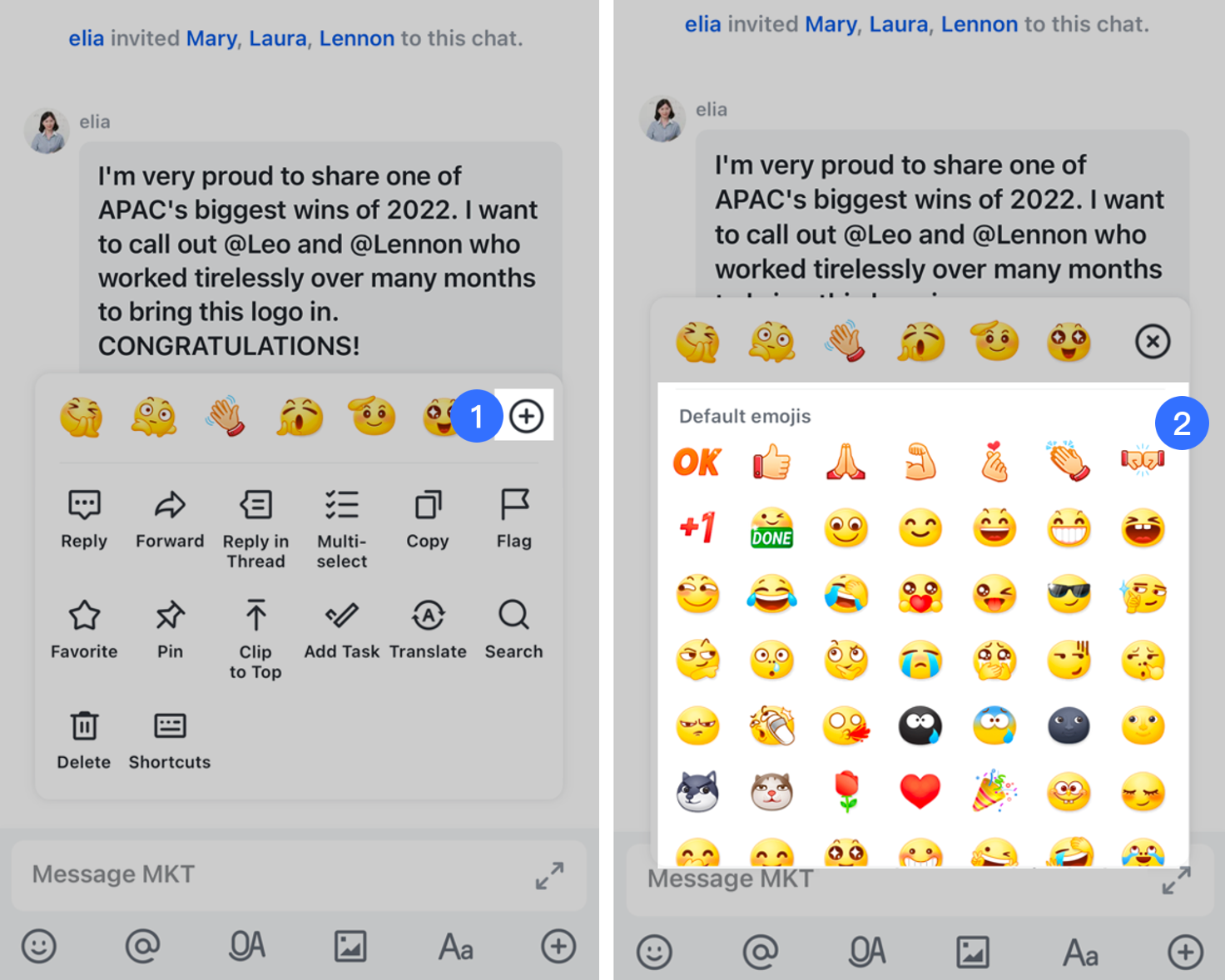 React to messages using emojis