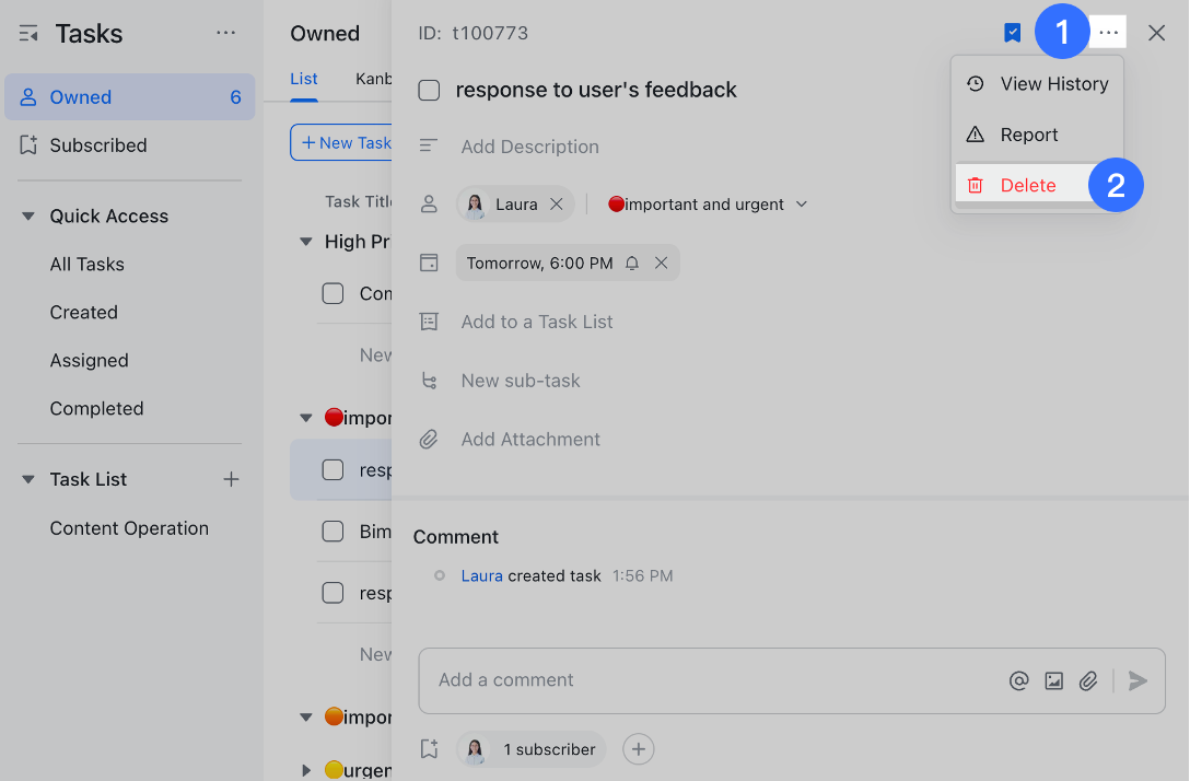 View and edit tasks