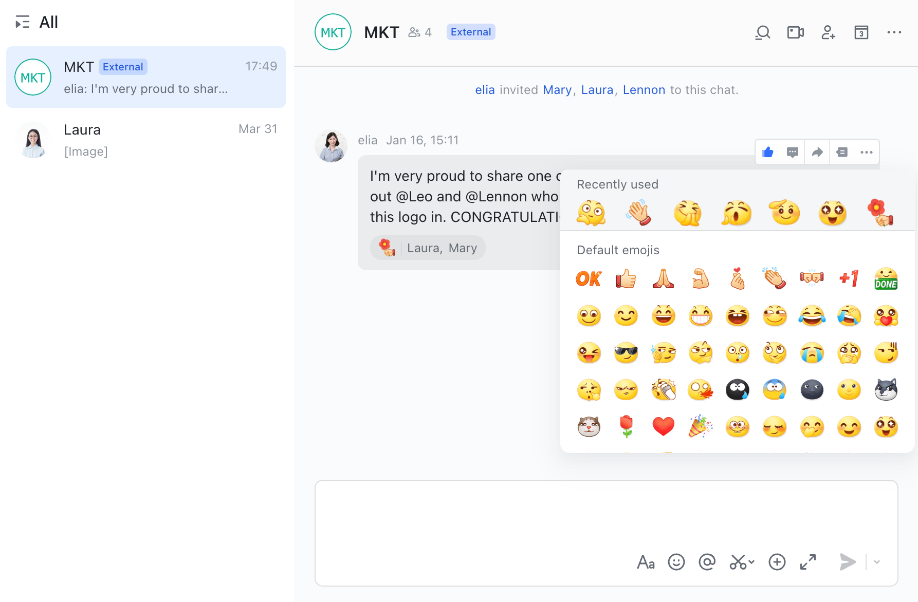 React to messages using emojis