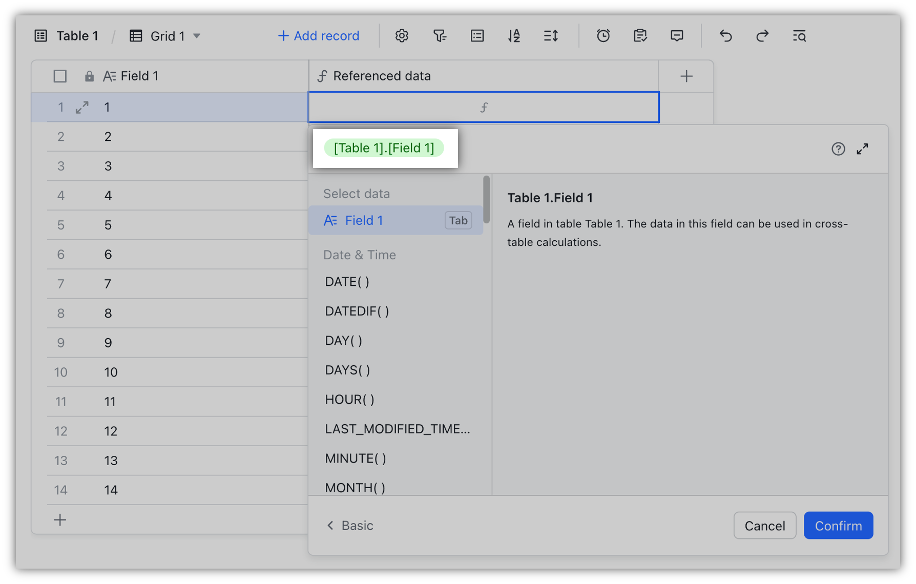 Reference data in formulas